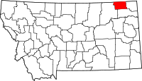 Map of Montana highlighting دانيلز