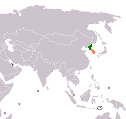 Map indicating locations of كوريا الشمالية and كوريا الجنوبية