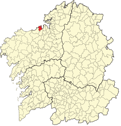 Location of the municipality of A Coruña within Galicia
