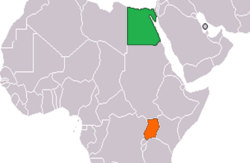 Map indicating locations of Egypt and Uganda