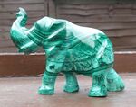 Elephant carved from malachite. Length 11 cm.