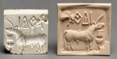 Stamp seal and modern impression: unicorn and incense burner (?); 2600–1900 BC; burnt steatite; 3.8 × 3.8 × 1 cm; Metropolitan Museum of Art