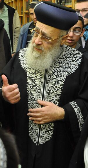 Yitzhak Yosef CHIEF SEPHARDIC RABBI OF ISRAEL - הרב בורשטין והרב יצחק יוסף (cropped).jpg