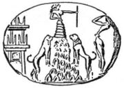Minoan goddess flanked by two lionesses (note the tufted tails)