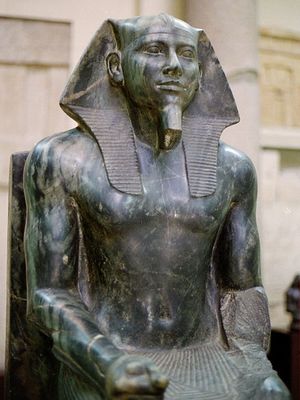 رسم للملك خفرع ، أكتشف في ميت ريحانة وموجود الآن في المتحف المصري