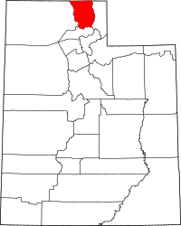 Map of Utah highlighting كاش