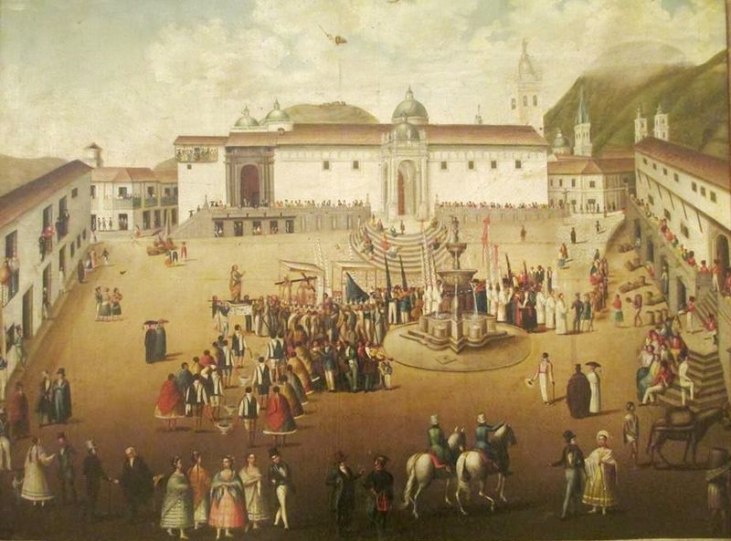 ملف:Plaza principal de Quito, anónimo - siglo XVIII (Museo de la Moneda, Bogotá).jpg
