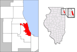 Location in the Chicago metropolitan area and Illinois