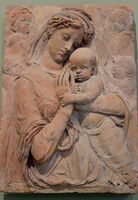 Madonna and Child with Four Cherubs, terracotta, originally with colour