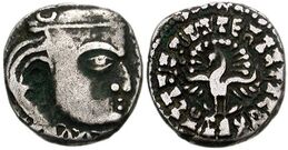 Coin of Gupta ruler Buddhagupta (r.476–495) in Malwa, derived from the style of the Western Satraps.[97]