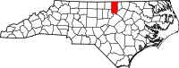 Map of North Carolina highlighting غرانفيل