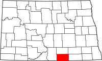 Map of North Dakota highlighting ماكنتوش