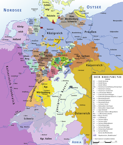 ملف:Rheinbund 1806, political map.png