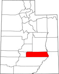 Map of Utah highlighting واين