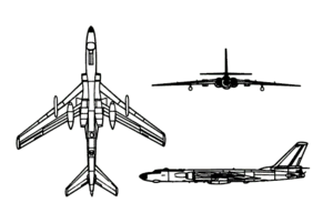 Orthographic projection of the Tupolev Tu-16.