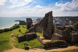 Hastings Castle, with the Pier and Town Centre in the background