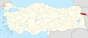 موقع محافظة إغدير في تركيا