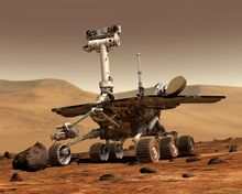 تصوير فني للمركبة أوپورتيونتي على سطح المريخ.