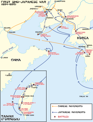 الحرب اليابانية الصينية الأولى، المعارك الرئيسية وتحركات الحشود
