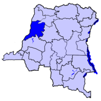خريطة جمهورية الكونغو الديمقراطية موضحا عليها الإستوائية