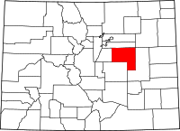 Map of Colorado highlighting إلبيرت