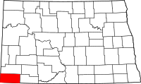 Map of North Dakota highlighting بومان