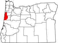 Map of Oregon highlighting لينكون