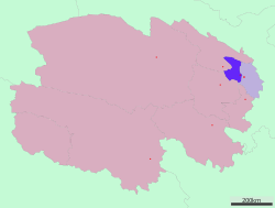 موقع نطاق مدينة شي‌ننگ (بالأزرق الداكن) في چينگ‌هاي