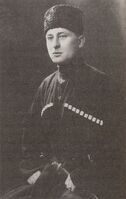 Alikhan Kantemir, the official representative in neighbouring countries (Azerbaijan, Georgia), Muslim Ossetian. Died in Munich in 1963.