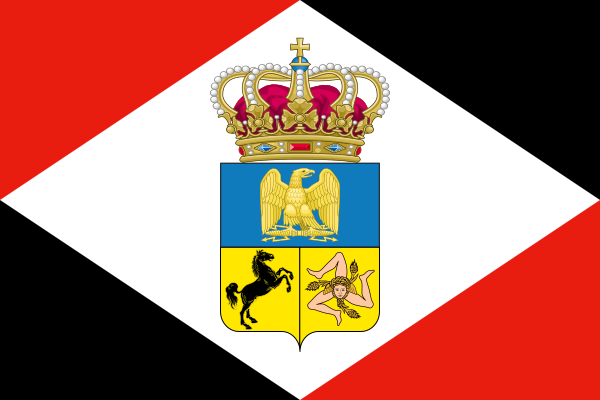 ملف:Flag of the Kingdom of Naples (1808).svg