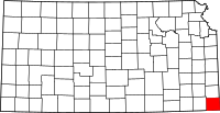Map of Kansas highlighting تشيروكي