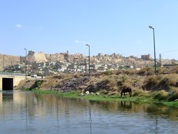 مشهد قلعة شيزر من نهر العاصي