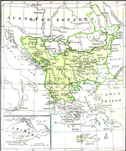 الحدود الغربية للدولة العثمانية عام 1856