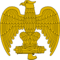 Eagle clutching a fasces, a common symbol of Italian Fascism, regularly used on uniforms and caps.