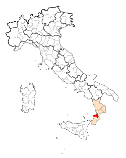 Map highlighting the location of the province of Vibo Valentia in Italy