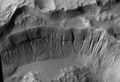 Crater wall inside Mariner Crater showing a large group of gullies