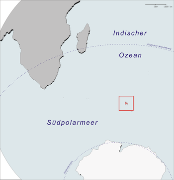 موقع جزر كرگيلن في المحيط المتجمد الجنوبي