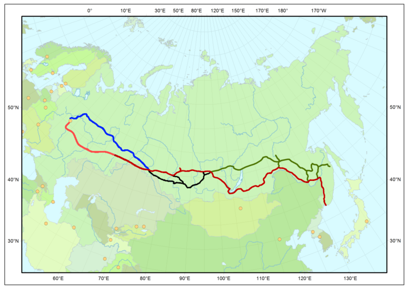 ملف:Map Trans-Siberian railway.png