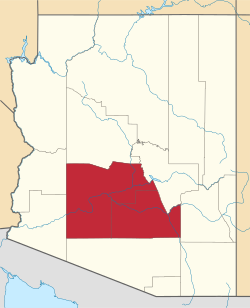 The Phoenix metropolitan area highlighted in a map of Arizona.