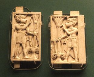 Two Nimrud ivories made in Egypt (British Museum)