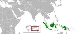 Map indicating locations of Indonesia and Israel