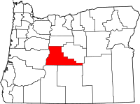 Map of Oregon highlighting دوستشتيس