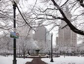 Burnside Park in Downtown Providence facing the city's primary row of high rises