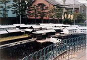 A scale model of a Dutch trading post on display in Dejima (1995)