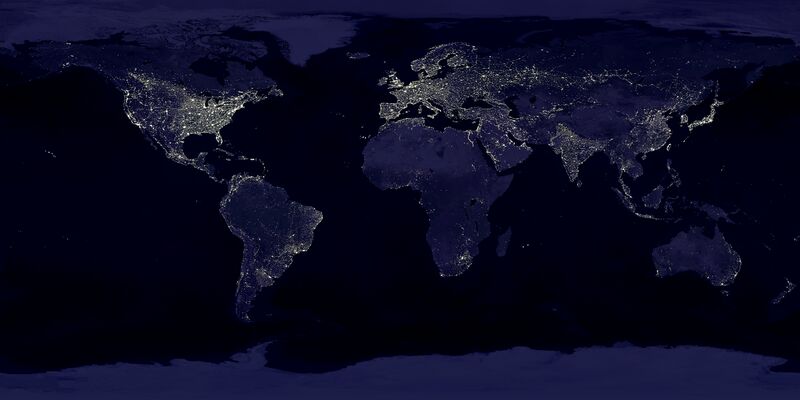 ملف:Earth's City Lights by DMSP, 1994-1995 (large).jpg
