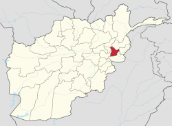 خريطة أفغانستان موضح عليها موقع ولاية لغمان.