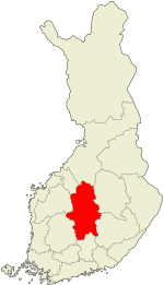 Central Finland on a map of Finland