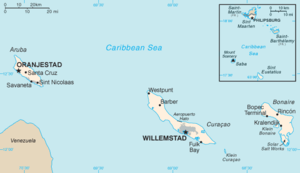 Map of the Dutch Caribbean islands.