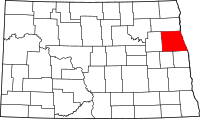 Map of North Dakota highlighting غراند فوركس