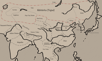 خريطة الخانية التوركية وجيرانها في 570